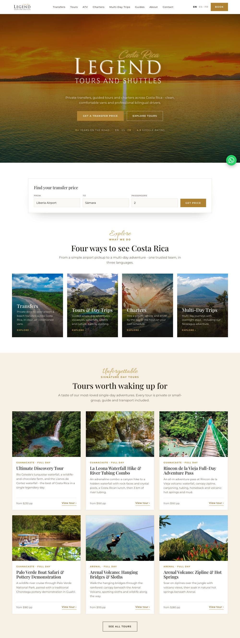 Legend Costa Rica home page